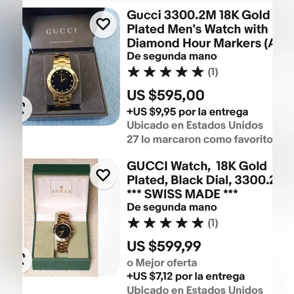 Classic GUCCI 3300 M 18K Gold Plated champagne dial; Men’s watch.